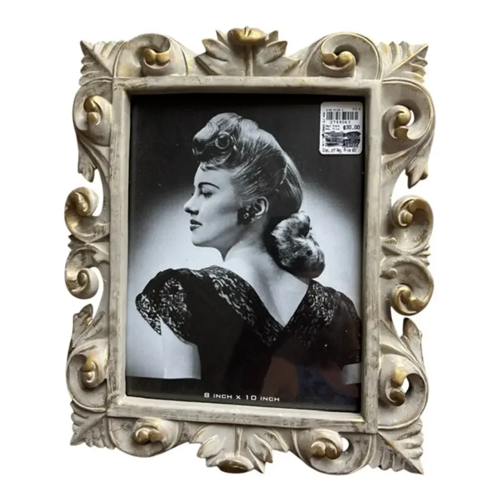 8 x 10 Frame Elaborate Vintage Style Distress Gold Leaf Ornate Floral Design NWT
